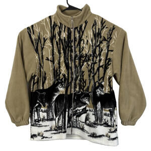 Wolf Print Fleece Jacket